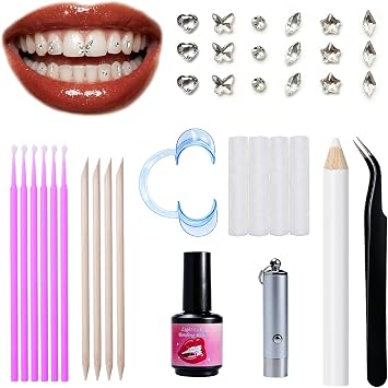 SuRoidu DIY Tooth Gems Kit for Teeth - Professional Teeth Gems Jewelry Set - Flat Back Crystals for Smile Makeup, Cosmetic Teeth Accessories for Women Men Party Starter Kit