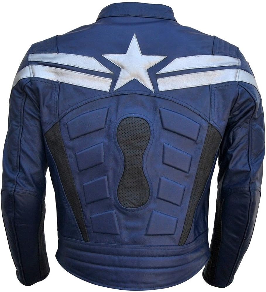 Miniatura 3 de coolhides Chaqueta de cuero real del soldado del capitán del invierno de los hombres