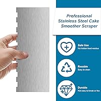 Vista 6 de 2 Pieces Stainless Steel Cake Scraper Large Double Sided Patterned Edge Stripe Edge Smoother Scraper Cake Decorating Comb Pastry Cutter for Mousse