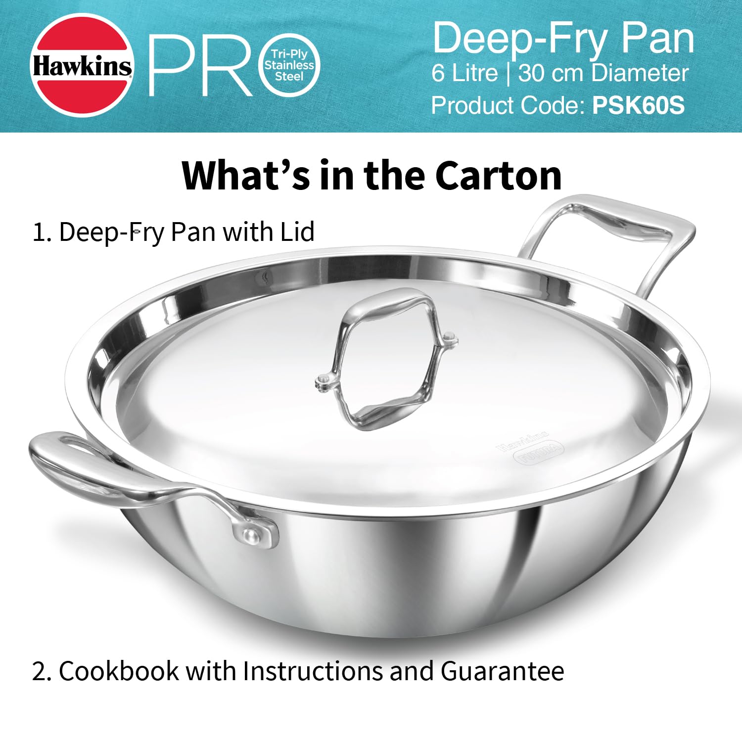 Hawkins Pro 6L Deep Fry Pan - Triply Stainless Steel -11