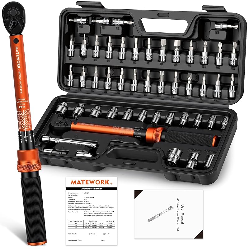 Kit de Chave de Torque Matework 1/4 pol. para Bicicleta, 10–220 lb·pol. (1–24,7 N·m), 50 Peças