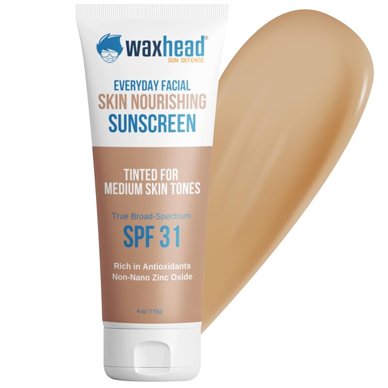 Protetor solar mineral facial com cor Waxhead Sun Defense Foods FPS 31, óxido de zinco 25%, Medium