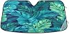 senya Car Windshield Sunshade Turquoise Tropical Leaves Pattern, Blocks Sun Visor Protector Foldable Sun Shield Keep Your Vehicle Cool, Fits Windshields of Most Sizes