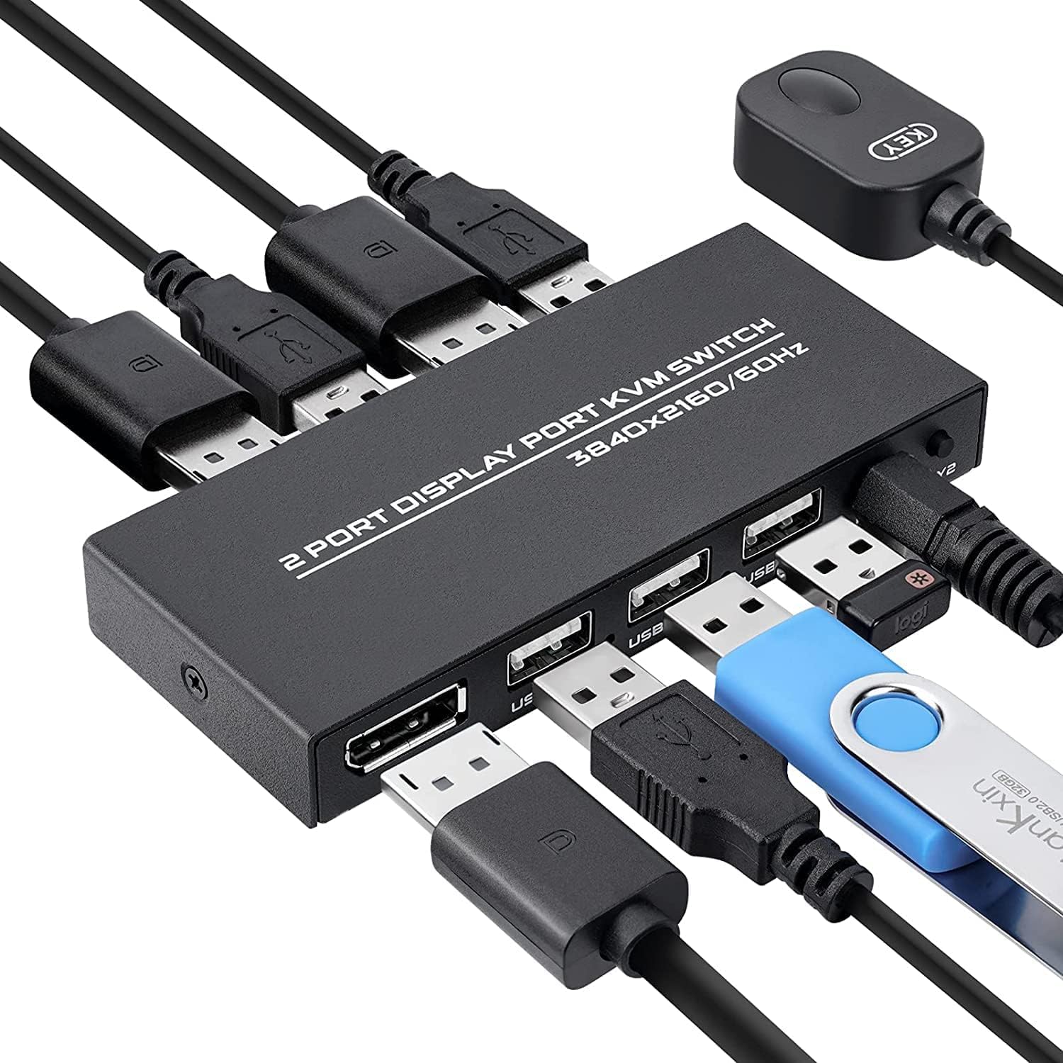 2 Port DisplayPort KVM Switch 4K@60Hz for 2 Computers, USB Device Sharing, Keyboard & Mouse Switch with Cables Included – KVM-2P (KVM-2P)-picture-22
