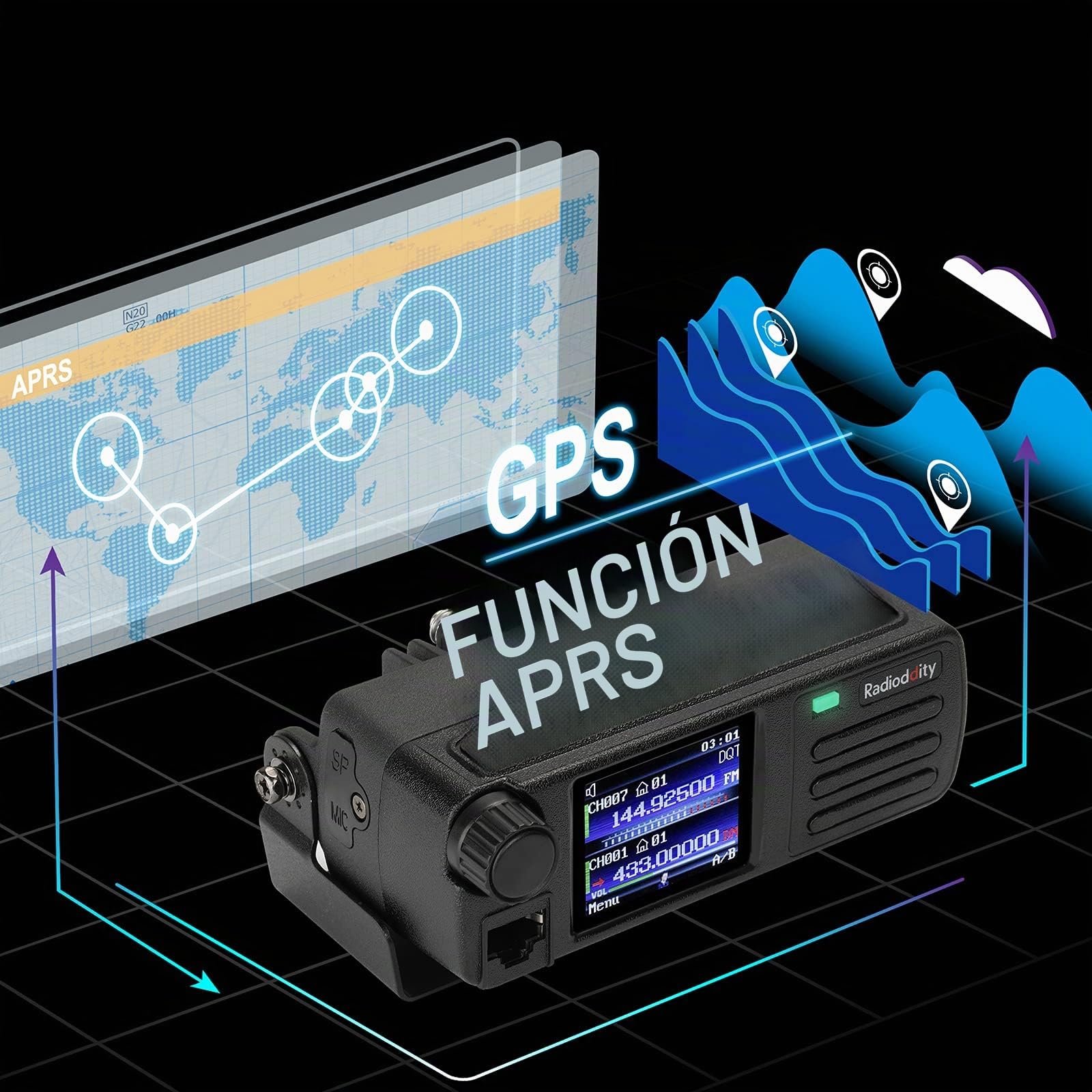 Radioddity DB25-D Radio móvil DMR de Doble Banda, transceptor Digital VHF UHF de 20 W con GPS APRS, 4000 Canales 30.000 contactos, Radio de Coche de vehículo de Nivel II con Ranura de Tiempo Dual