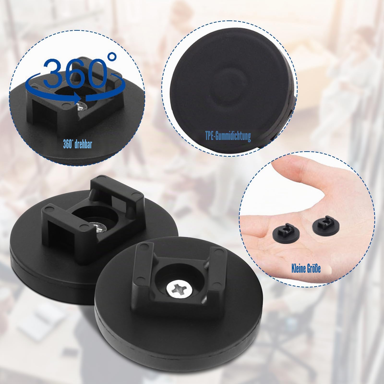 CDIYTOOL Magnetische Kabelbinder-Halterung, 43 mm, Mehrzweck-Magnetkabelhalter, magnetische Kabel-Organizer-Clips, für Kabel-Organisation, 20 Stück