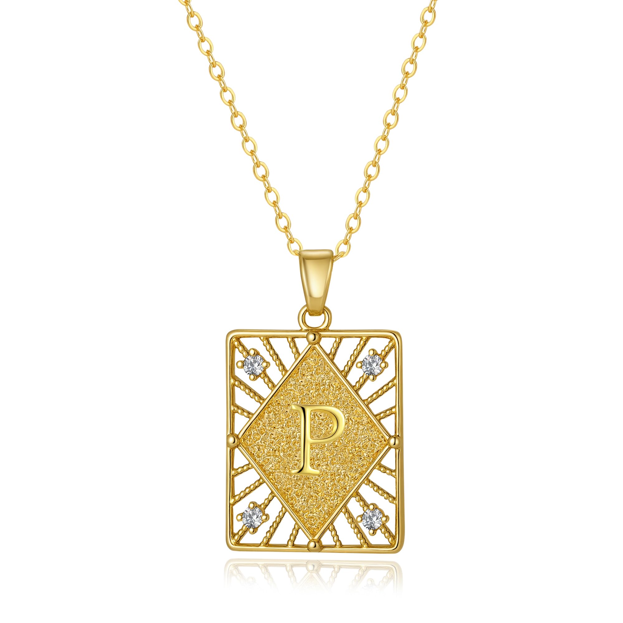 Rotnso Initial Necklace for Women Dainty 14K Gold Plated Letter Pendant Choker Capital Alhpabets Monogram Name Personalized Charm Chain Necklaces