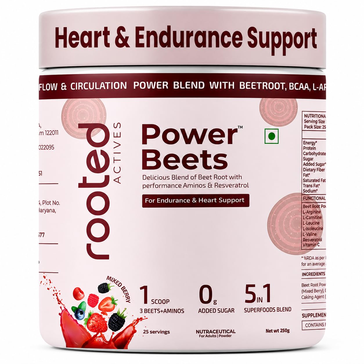 Power Beets Organic Beetroot Powder Superfood | Plant-Based Blend with Beetroot, BCAAs, L‑Arginine, L‑Carnitine & Resveratrol | Natural Stevia‑Sweetened, Non‑GMO, Keto, Vegan (No Added Sugar)-image-0