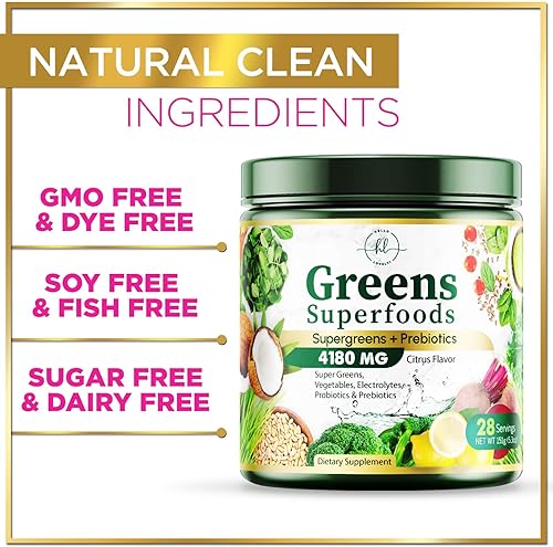 Miniatura 6 de Greens Blend Superfood - Mezcla de batidos en polvo Super Greens para apoyo energético y de salud digestiva con probióticos, espirulina orgánica,