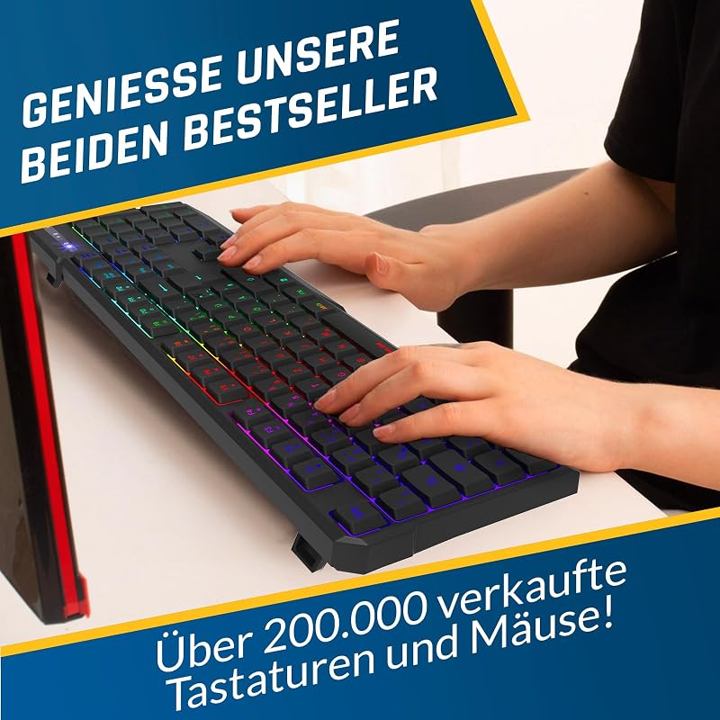 KLIM Blaze & Chroma Vezeték Nélküli Egér-Billentyűzet Szett - RGB Háttérvilágítás, Hosszú Élettartamú Akkumulátor, PC és Mac Kompatibilis, G