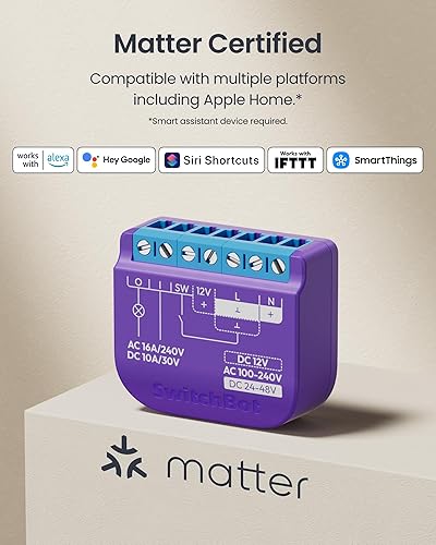 Miniatura 4 de SwitchBot Interruptor WiFi compatible con AlexaApple HomeGoogle HomeMatter (requiere concentración), módulo de interruptor de relé de medición de