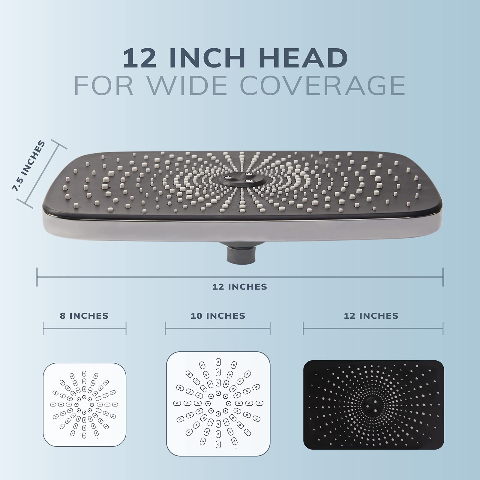 Veken 12 Inch Rain Shower Head with 5 Settings High Pressure Handheld Spray, Rainfall Shower Head with Adjustable Extension Arm, Chrome Dual Shower Head and Handheld Shower Head Combo with 70� Hose.