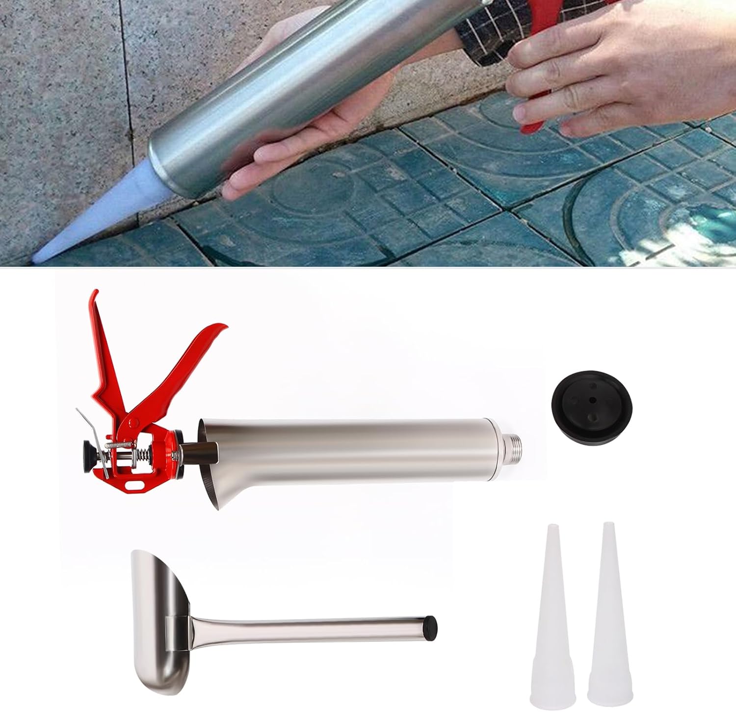 Gdrasuya10 Hand Caulking Gun Pointing Brick Grout Mortar Sprayer Applicator Tool Cement Mortar Caulking Gun Mortar Pointing Grouting Gun for Wall Tiles Floor Tiles