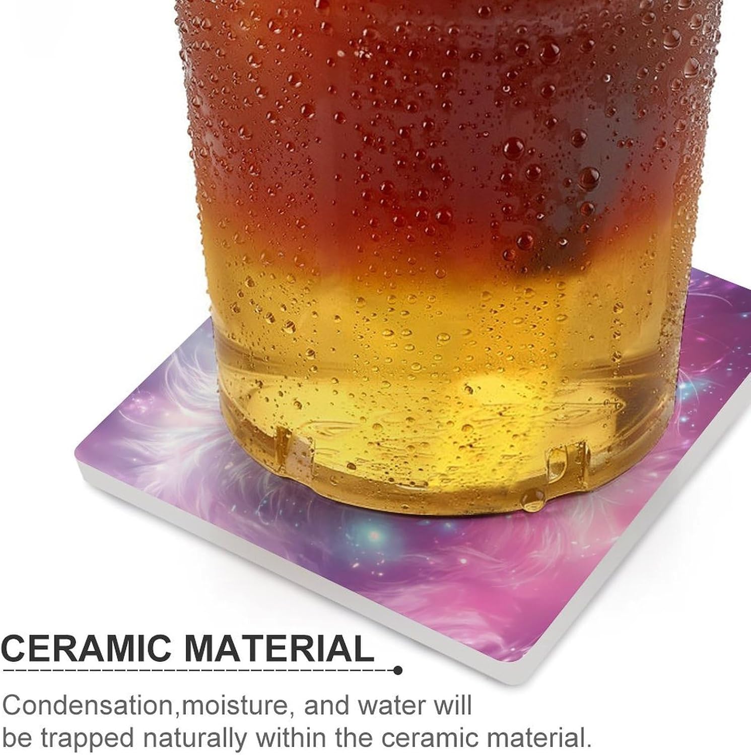 Cute Cat Ceramic Coasters Set Square Drink Coasters Table Coaster for Kitchen Desktop Decor