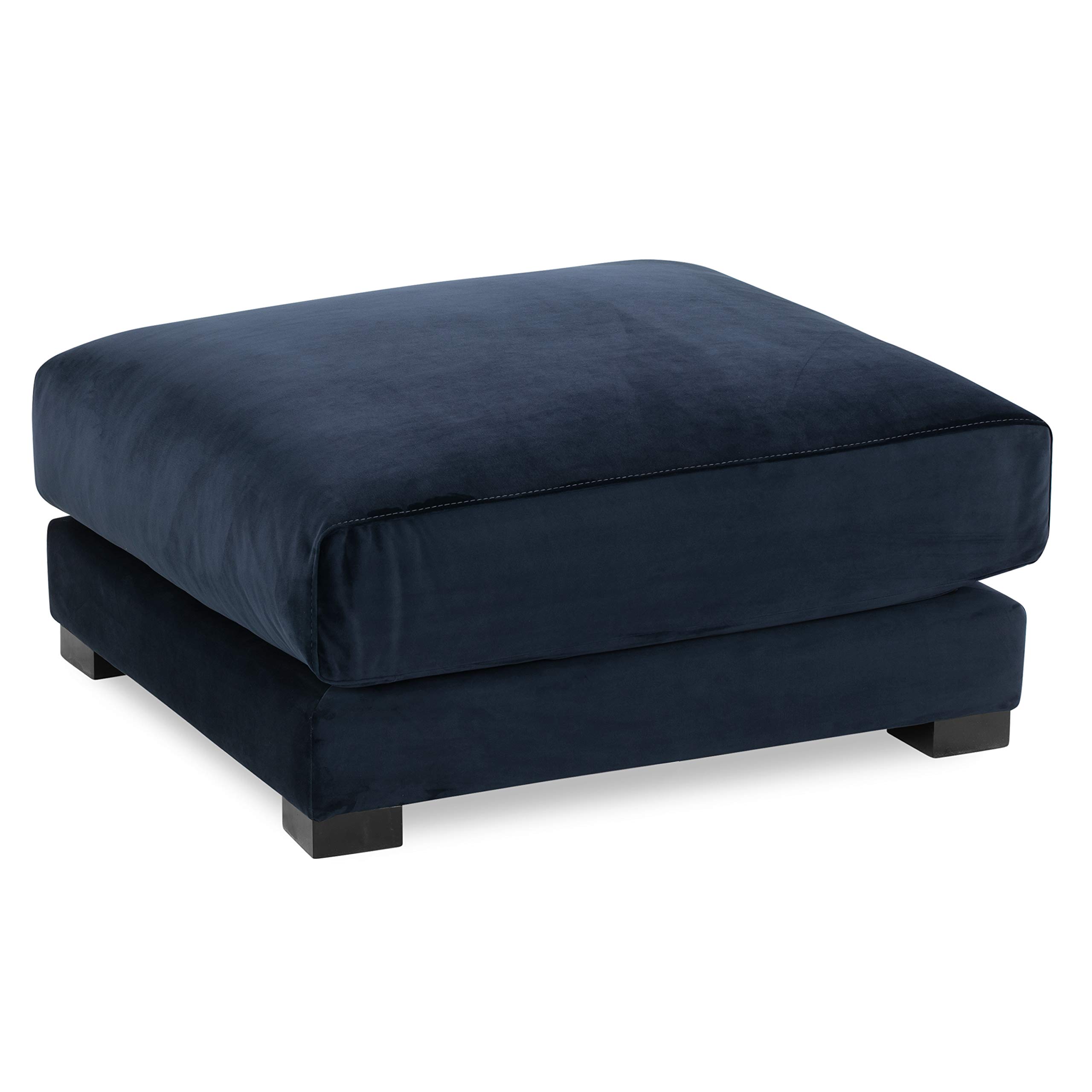 Poly and Bark Shelby Leather Ottoman, Oxford Blue