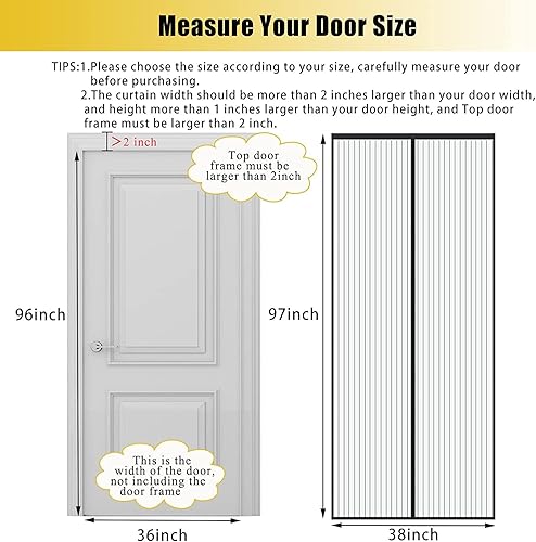 Miniatura 25 de Puertas mosquiteras de garaje para 1 coche-8 x 7 pies, fibra de vidrio, 49.38 oz/3.1 libras, duradera, resistente, magnética, para puerta de garaje
