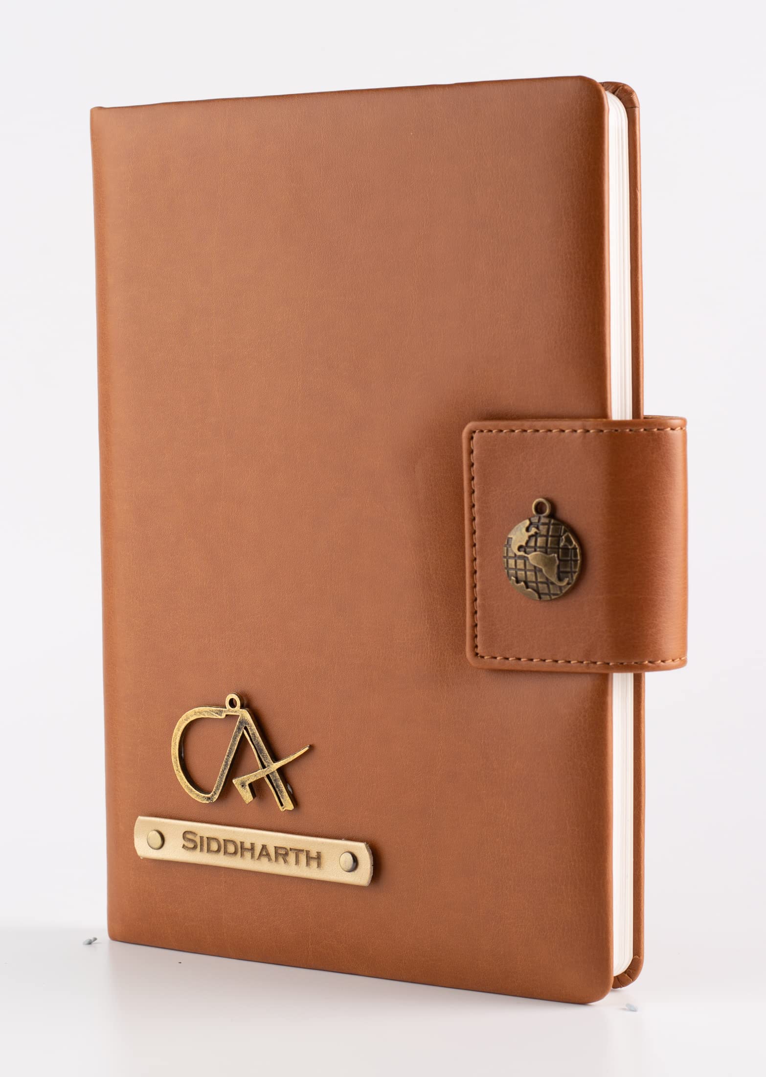 AICA Personalized Name Chartered Accountant CA Leather Diary - A5 Size, 200 Ruled Pages