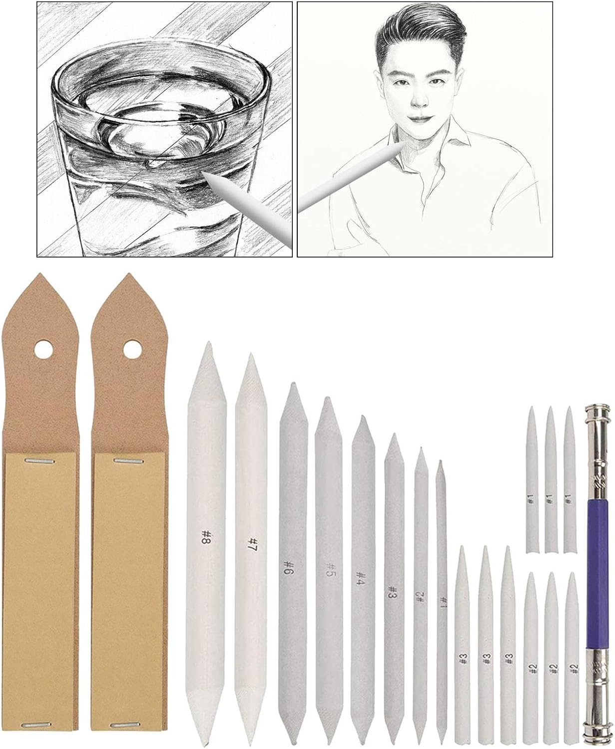 20pcs Blending Stumps Tortillon Set Sketch Art Paper for Artists DIY Drawing