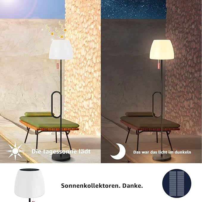 NiceBuy Zonne Lampen voor Tuin en Buiten - Outdoor Vloerlamp met Zonne-energie, Indoor LED Lamp, Decoratieve Staande Lamp, PE Dimbare Verlichting photo 3