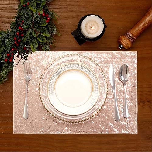 Miniatura 13 de Juego de 6 manteles individuales de lentejuelas, resistentes al calor, manteles individuales resistentes a las manchas, elegantes manteles