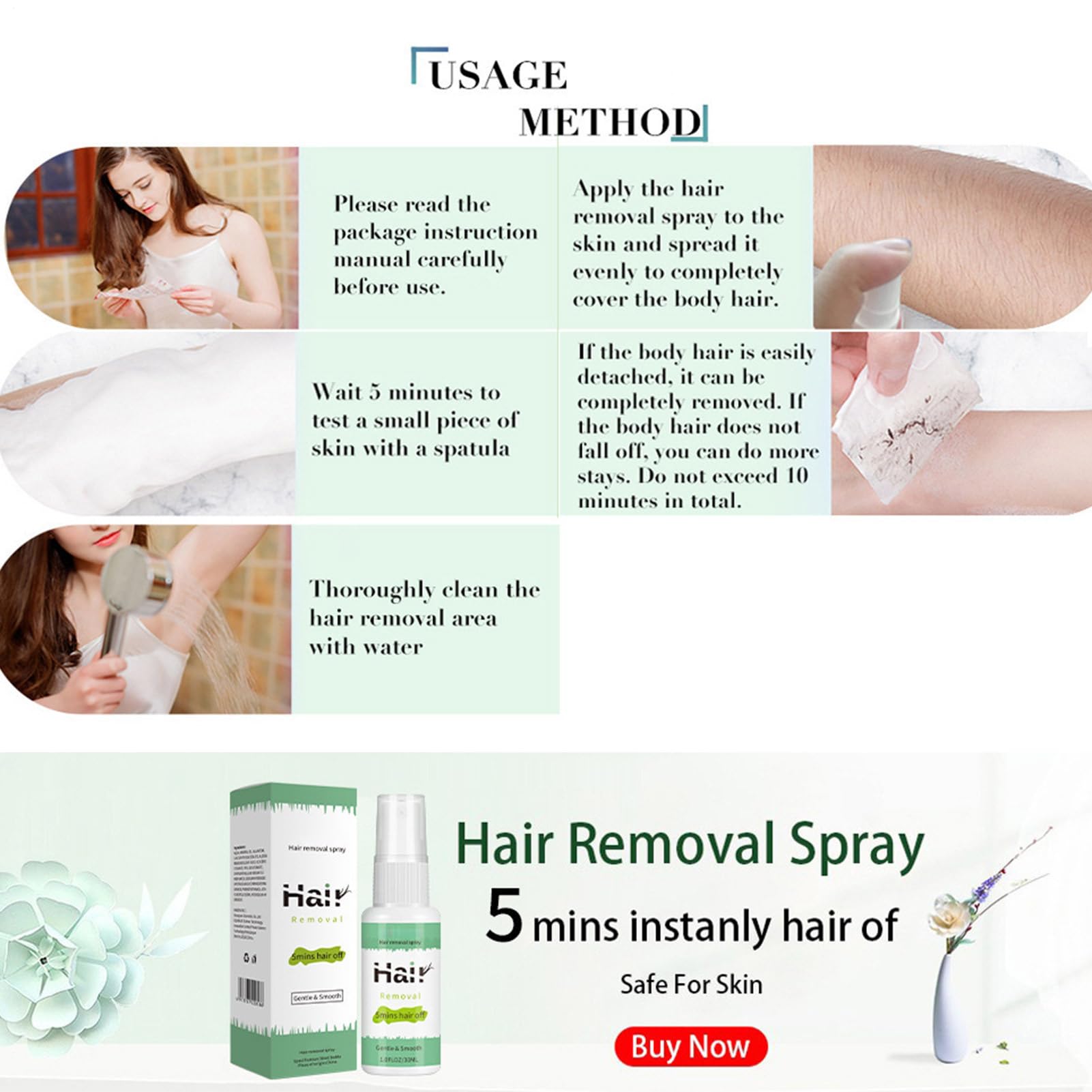 Hair Off spray do depilacji, spray do depilacji, hormonalny krem do depilacji twarzy, dla kobiet, nadaje się do skóry wrażliwej