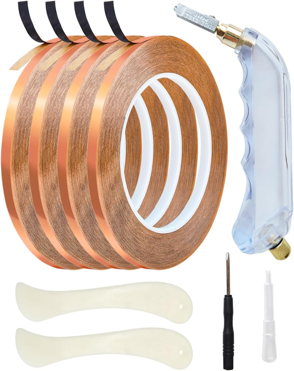 7/32 Inch Black Lined Copper Foil Tape for Stained Glass and Crafts, 4 Rolls 36 Yards, Stained Glass Supplies, Stained Glass foil, Glass Cutter for Stained Glass