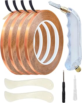 7/32 Inch Black Lined Copper Foil Tape for Stained Glass and Crafts, 4 Rolls 36 Yards, Stained Glass Supplies, Stained Glass foil, Glass Cutter for Stained Glass
