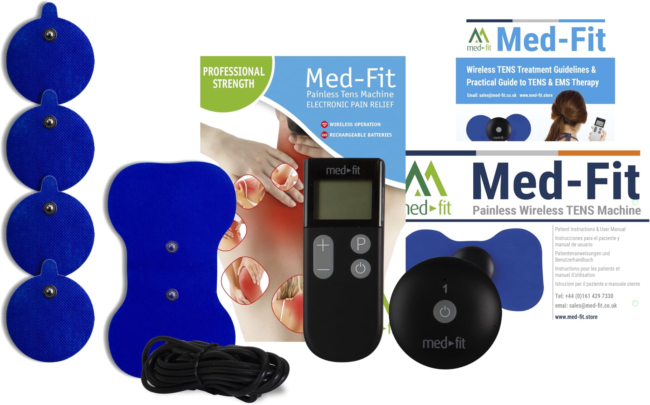 Med-Fit Wireless Rechargeable TENS Machine, Does not Require Leads, The Wireless Tens Module Gives Instant and targeted Pain Relief for Back, Neck, Shoulder, Sciatica, Endometriosis, Period Pain