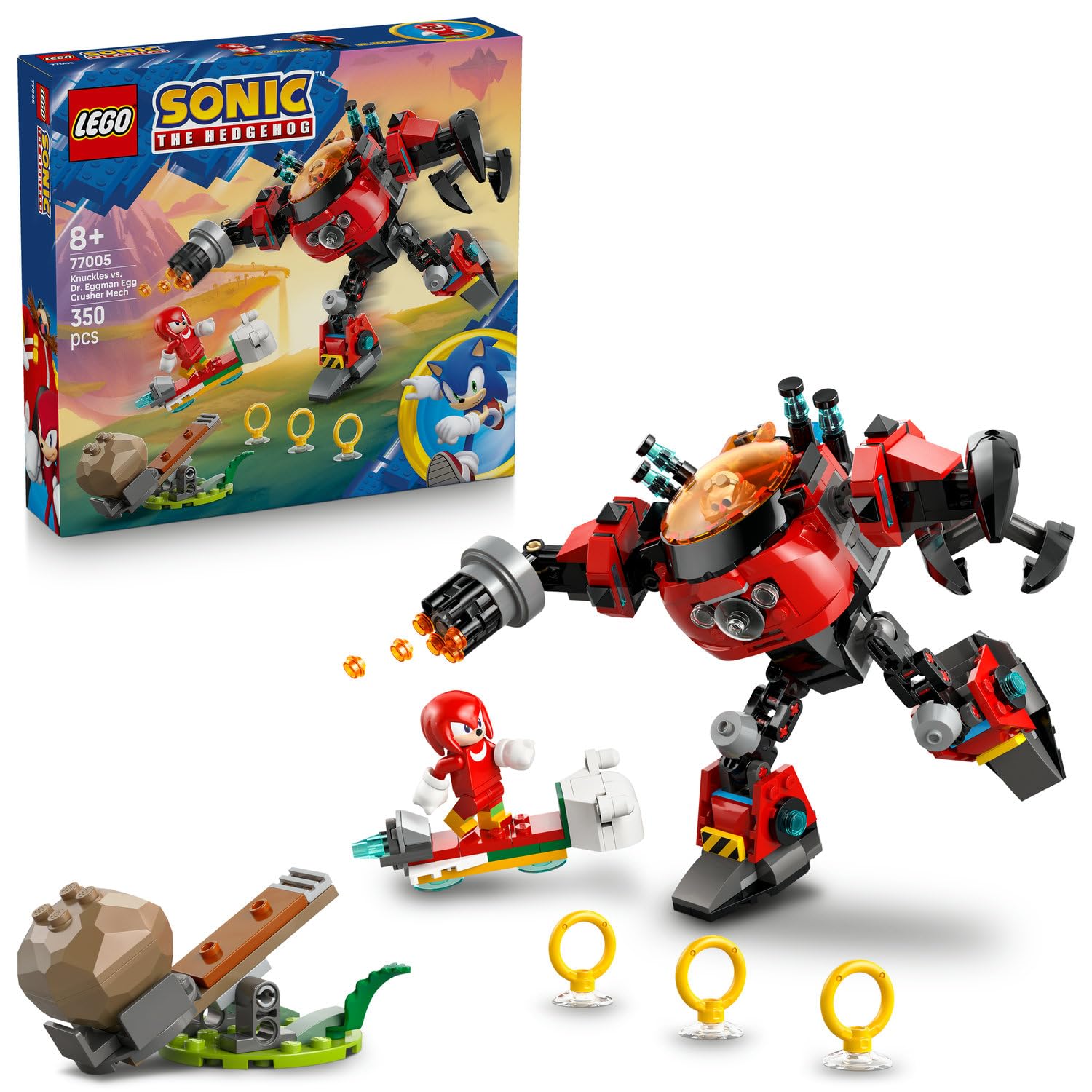 LEGO Sonic Knuckles Egg Crusher Robotu 77005 – 8 Yaş ve Üzeri Çocuklar İçin Aksiyon Dolu Sonic Macerası, İnteraktif Yaratıcı Oyuncak Yapım Seti ve Koleksiyonluk Model Eğlencesi (350 Parça)