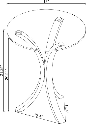 Miniatura 3 de Coaster Home Furnishings - Laning - Glass and Acrylic - 18-Inch Round Tempered Glass Top Side Table with Space-Saving Design and Unique Base -