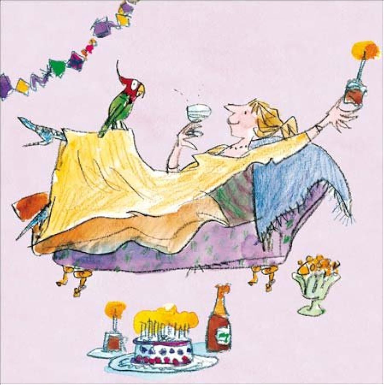 Biglietto Di Auguri Per Compleanno Con Illustrazione Di Quentin Blake - Cartolina Artistica Con Busta Bianca, Stampata Su Carta FSC (120x172 Mm) - 2