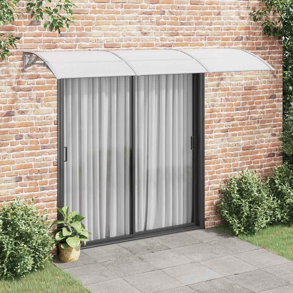 Tettoia per Porta d'Ingresso in Policarbonato Grigio 300x100 cm | Copertura protettiva ideale per riparare l'ingresso della veranda e il balcone da pioggia e grandine tutto l'anno.