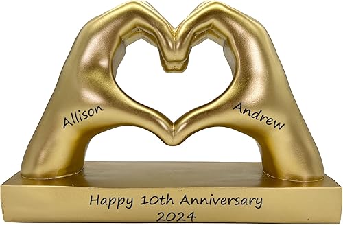 Miniatura 2 de Estatua de mano con forma de corazón dorada personalizada para novia, esposa, regalos del día de San Valentín para mujeres, parejas, decoraciones,