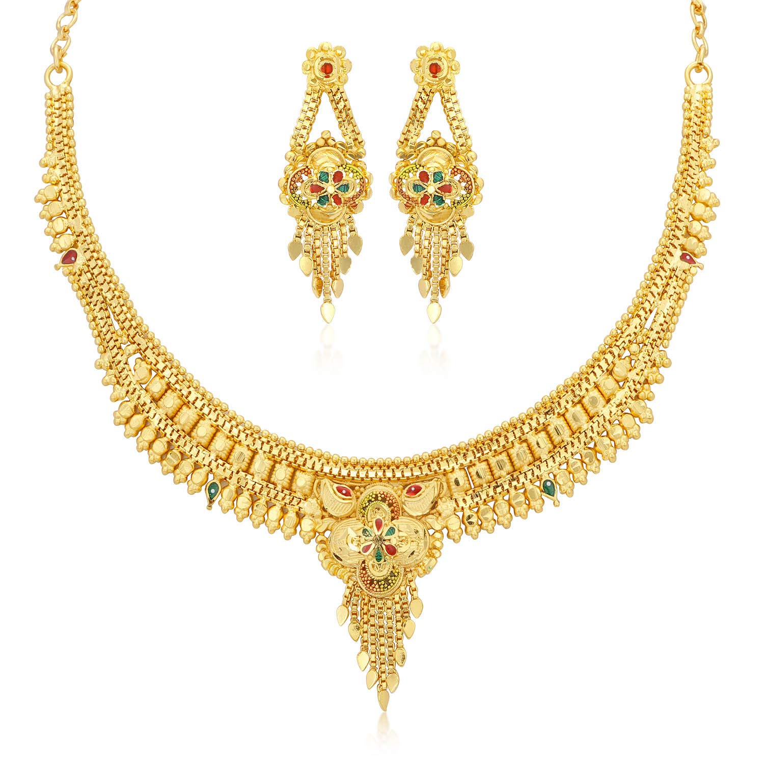 Sukkhi Shimmering 24 Carat Gold Plated Wedding Jewellery Choker Necklace Set for Women (N73730) (B07P6W9CWG) Amazon Price History, Amazon Price Tracker