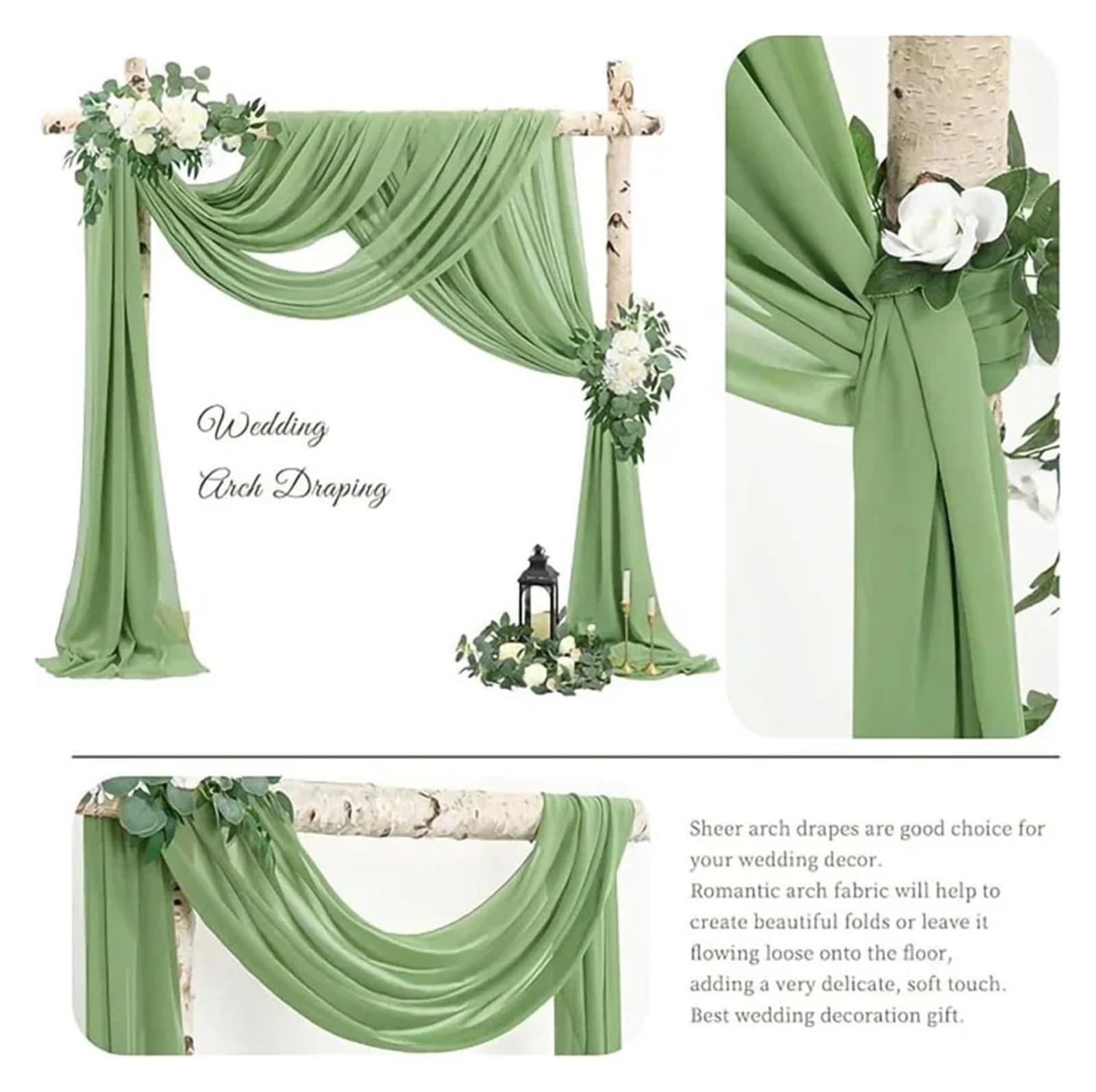 Transparenter Drapierstoff für Hochzeitsbögen, Brautzeremonie, Hintergrund, Deckendekoration, 70 x 300 cm, elegante Veranstaltungsdekoration, 2 Stück