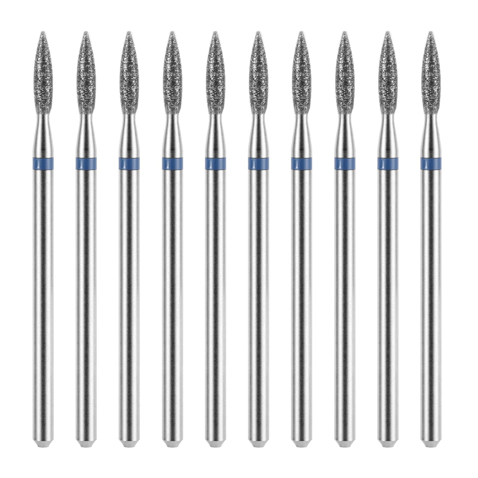 10 brocas para cutículas de llama de diamante con funda, 3/32 pulgadas, para limpiar cutículas, brocas para uñas, máquina eléctrica de limado de uñas, kit de pulido de cutículas para manicura y