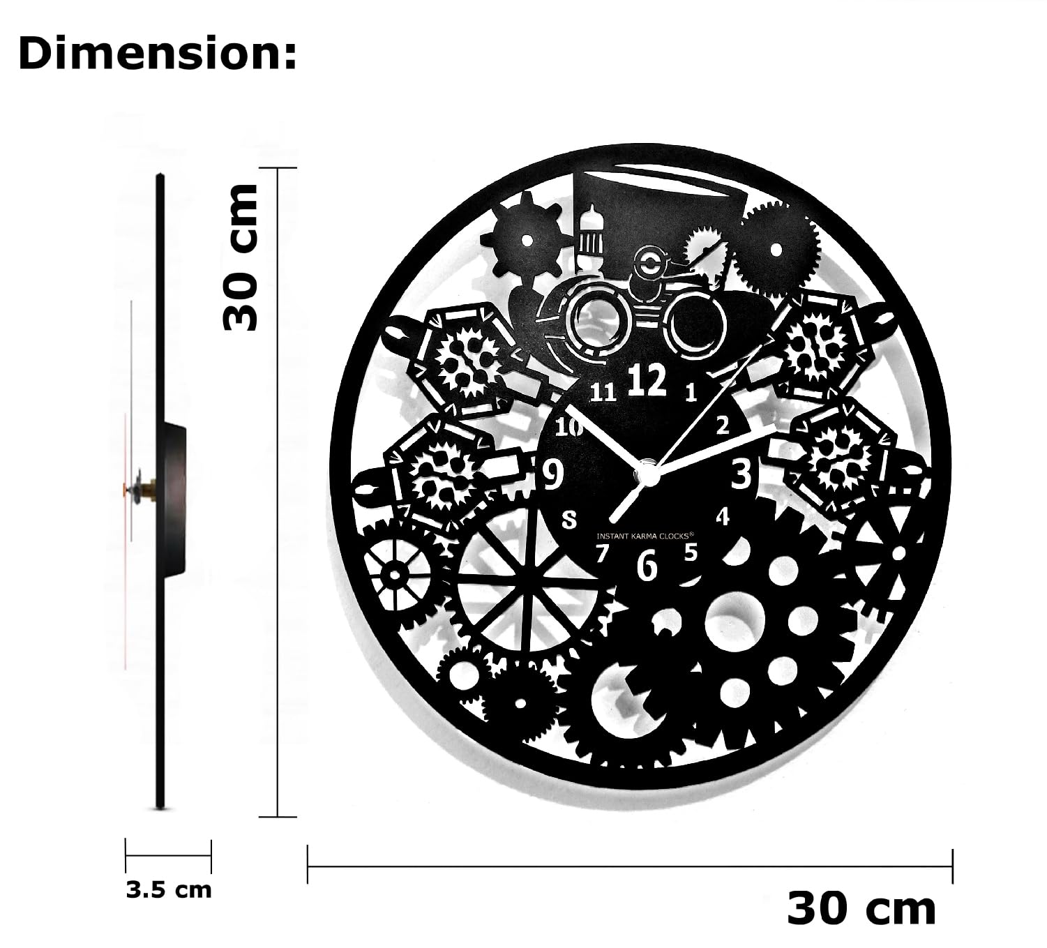Orologio Da Parete Steampunk Con Ingranaggi Su Vinile - Design Industriale Vintage - Instant Karma Clocks