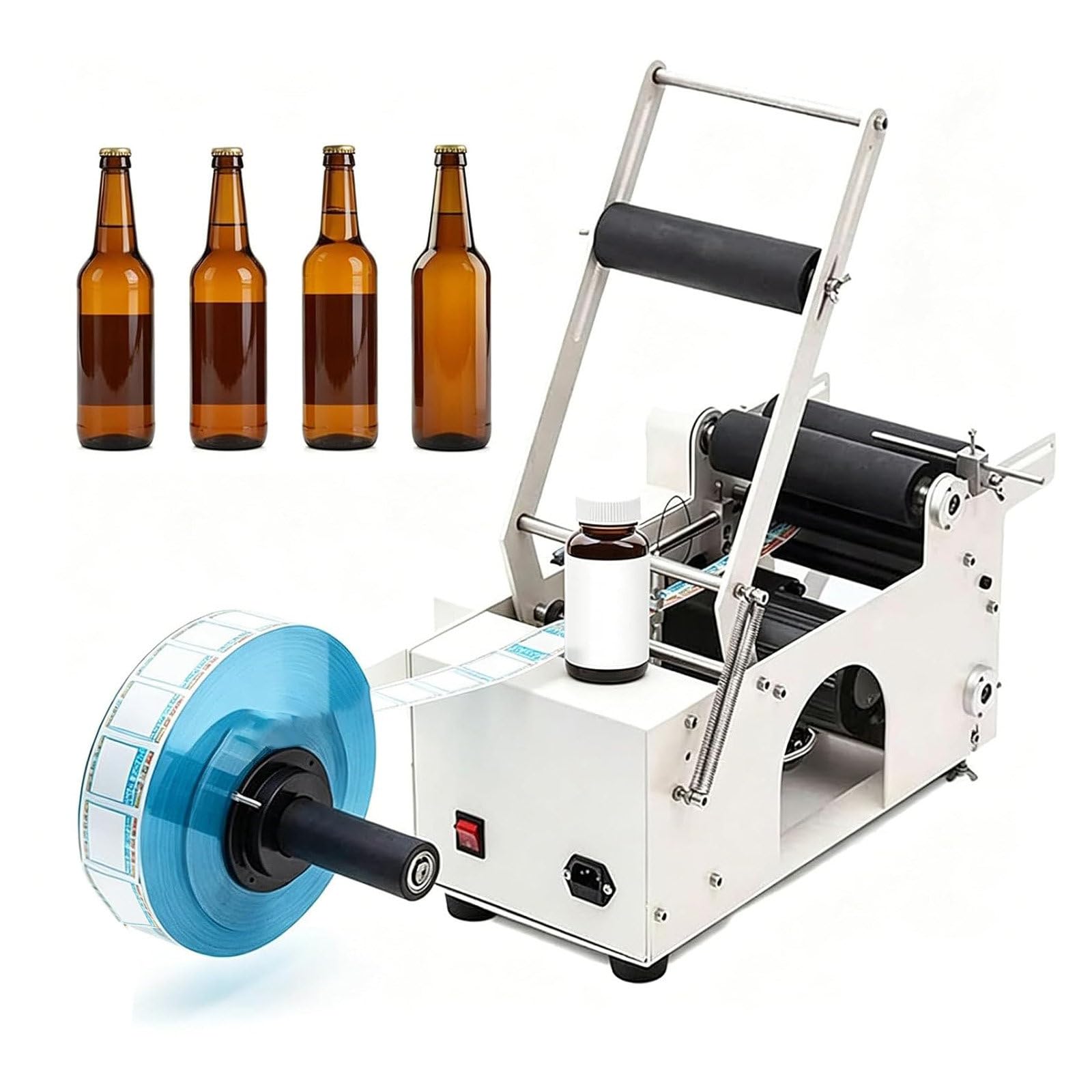 AETEREOS Semi-Automatic Round Bottle Bottle Labeling Machine, 20-40 pcs/min
