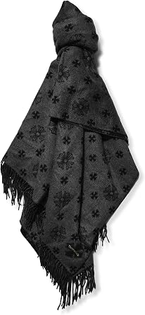 Pre-Loved Silk Logo Fringe Stole, Black
