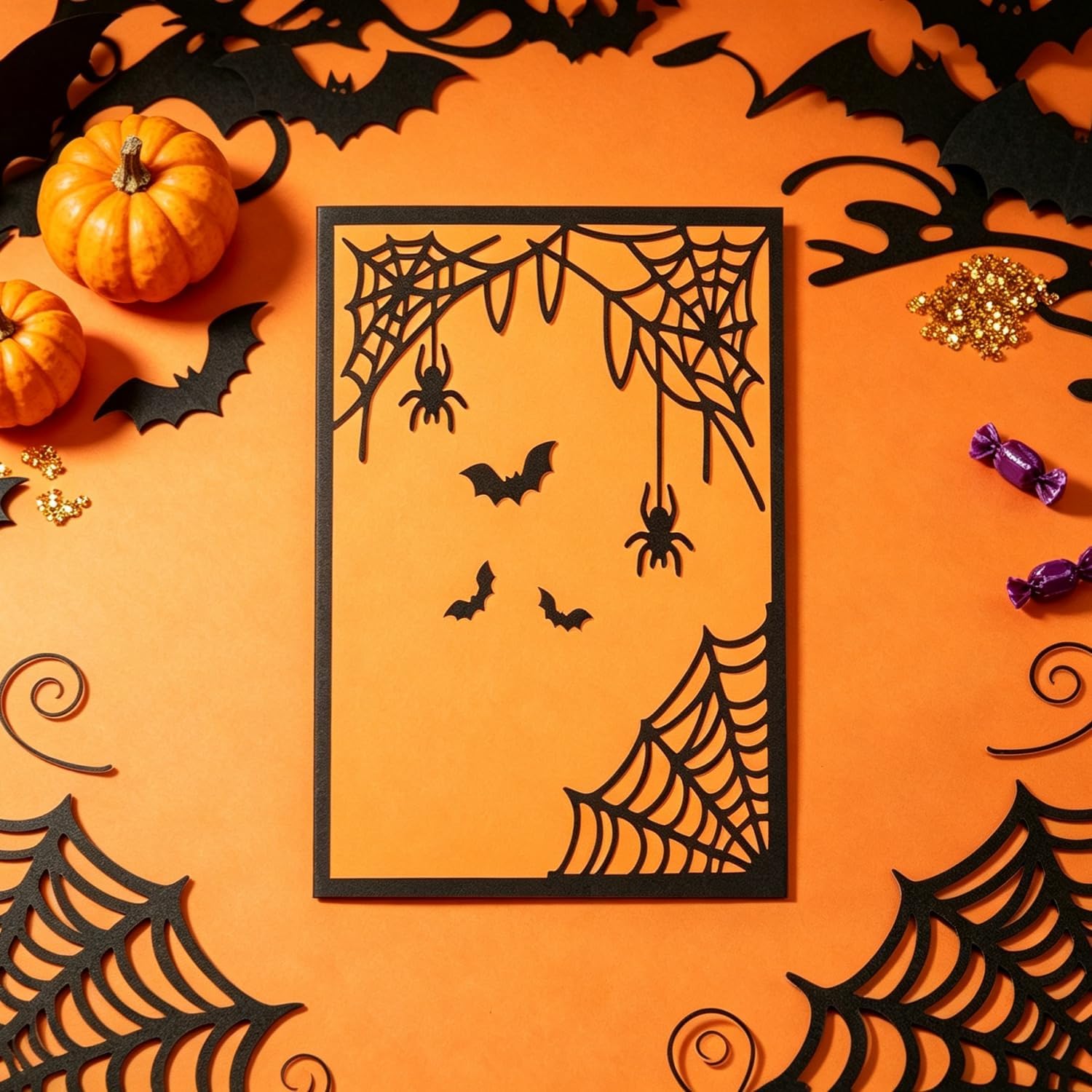 GLOBLELAND Halloween Spider Web Cutting Dies for DIY Scrapbooking Metal Halloween Bat Die Cuts Embossing Stencils Template for Paper Card Making Decoration Album Craft Decor