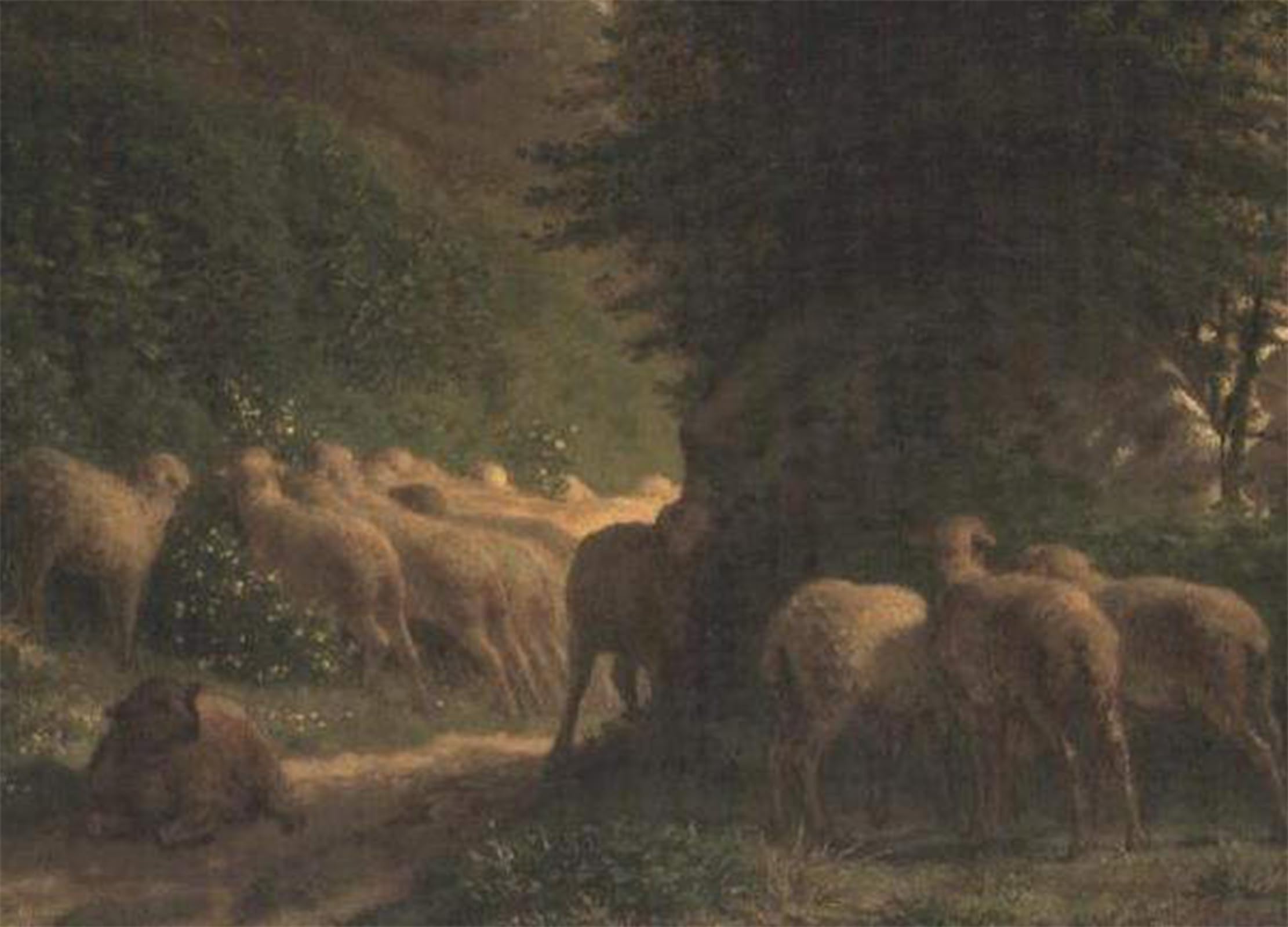 POSTERIIk Vintage Art Print Images Pictures Print Sheep Grazing Along a Hedgerow by Jean Francois Millets Modern Colour Posters for Office Home Decor 60x90cm