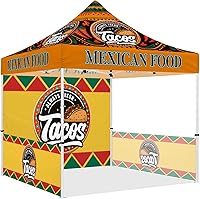 Vista 1 de Tienda de campaña desplegable con temática de tacos de 10 x 10 pies, toldo comercial resistente para vendedores de comida mexicana que sirven tacos