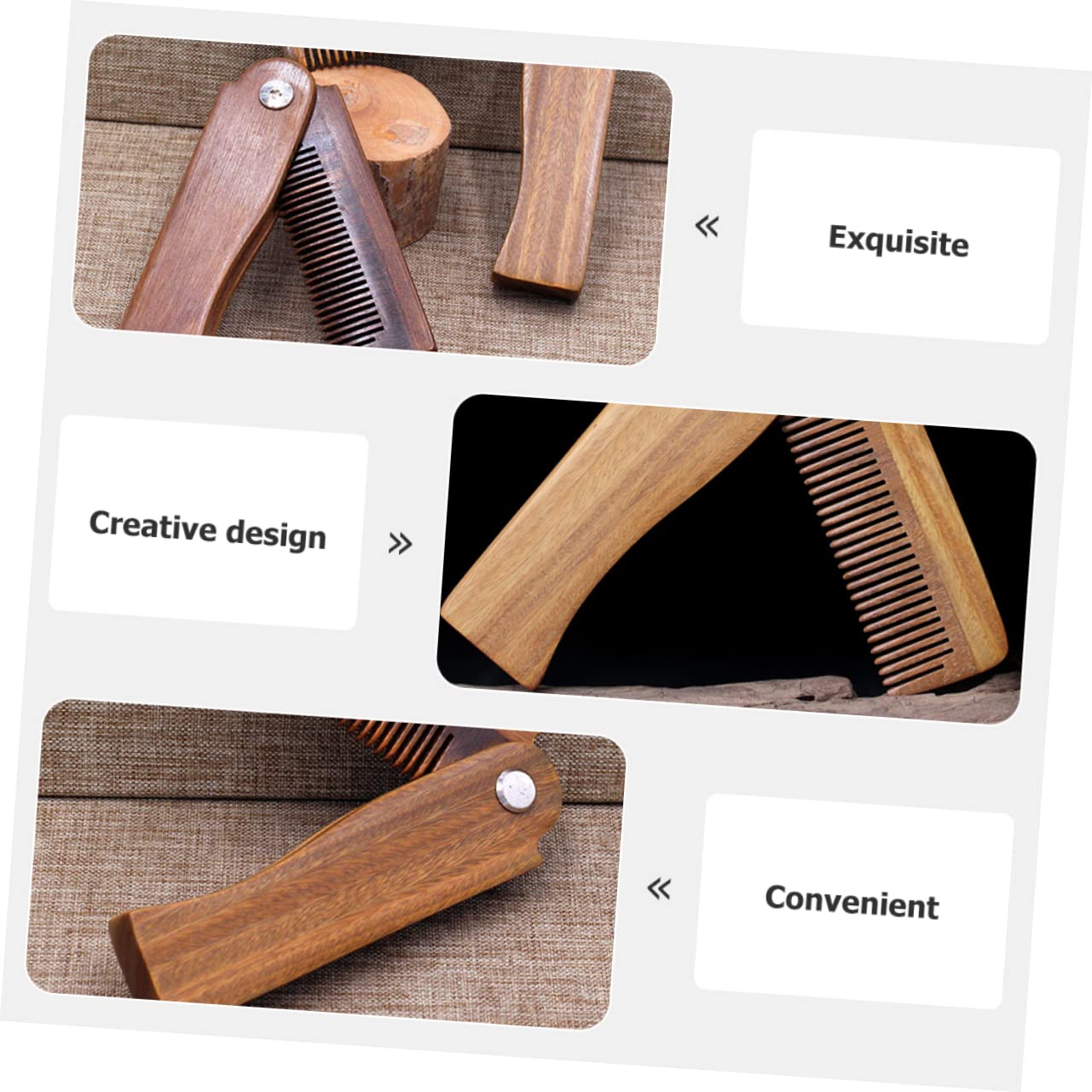 WOONEKY 5 Set Di Pettini Pieghevoli Tascabili Per Barba Pettine Per in Legno Per Uomo