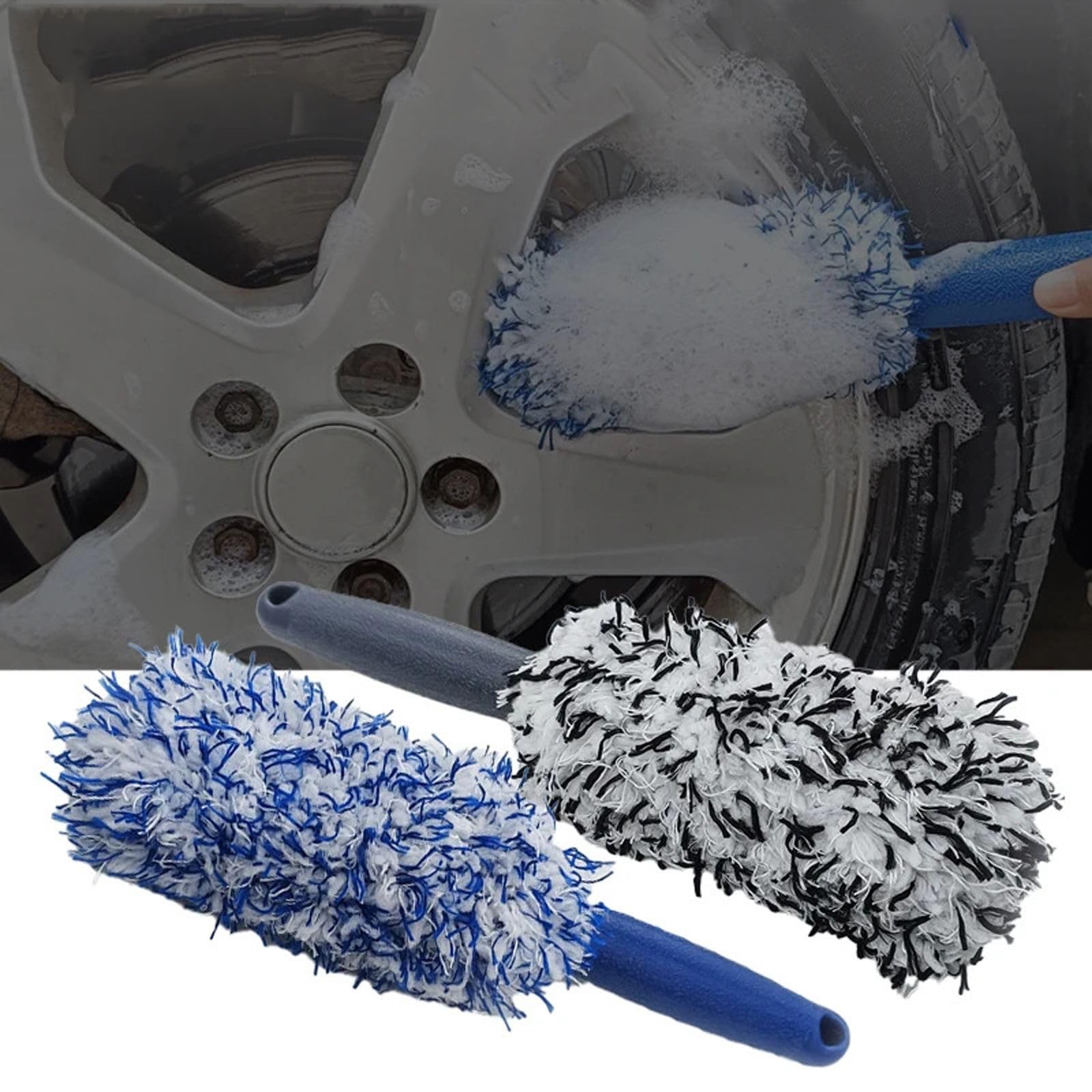 Brosse de moyeu de Roue de Voiture Poignée en Plastique antidérapante Roue Automatique Pneu Jante Brosse Outil de Nettoyage Accessoires de Lavage de Voiture