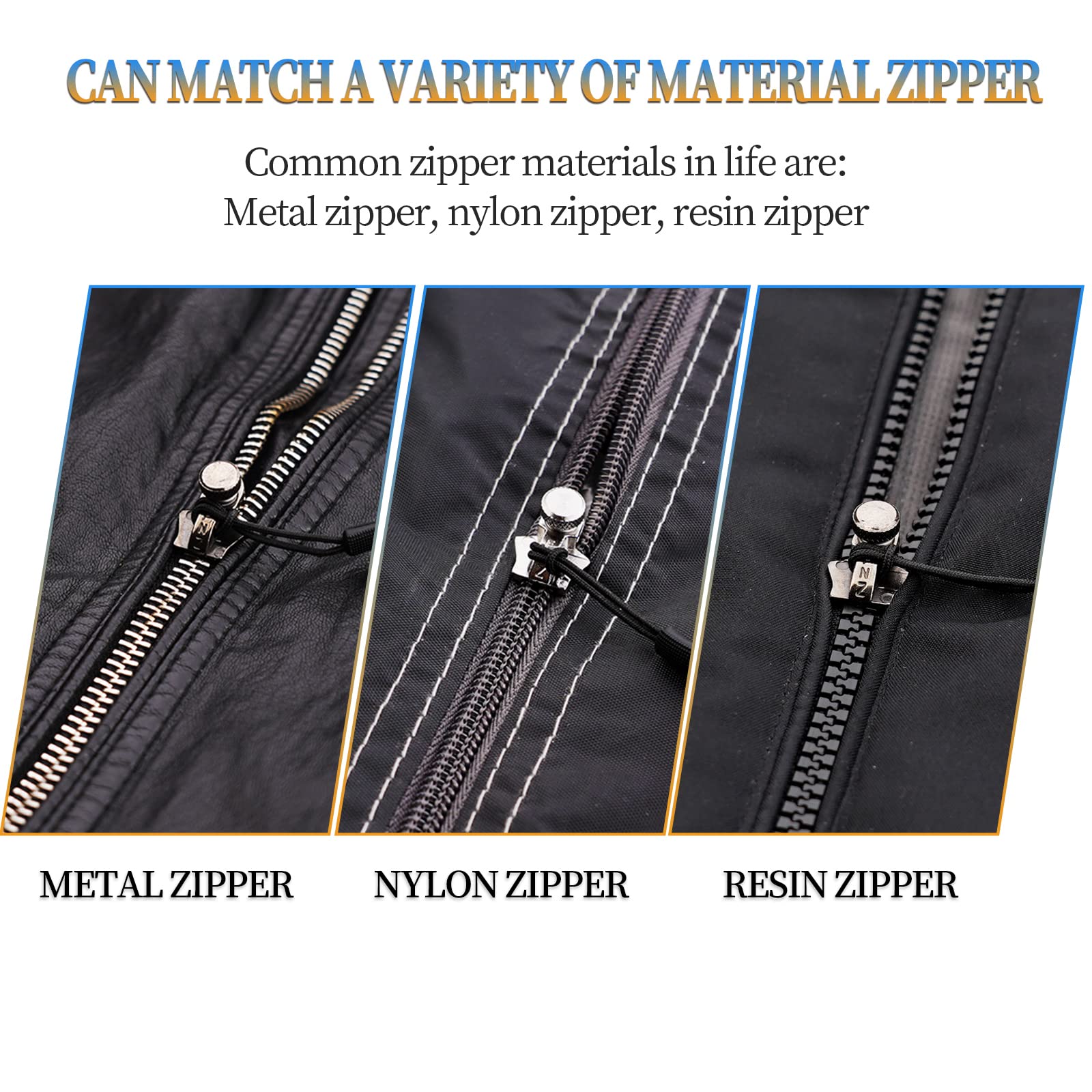 munkees® Set di riparazione per cerniera lampo - Universale e facilissimo da usare - Set di riparazione per cerniera lampo - Zip di ricambio per kit di riparazione (1 x M, L Argento)