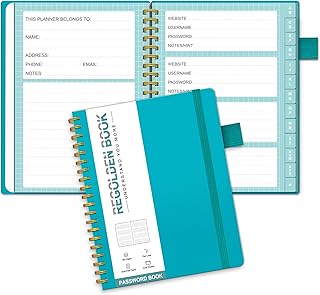 Regolden-Book Password Book with Alphabetical Tabs, Internet Address & Password Keeper Book, Password Organizer Record Books for Computer & Website Logins,Pocket Size, Pen Loop（4.6x5.9）