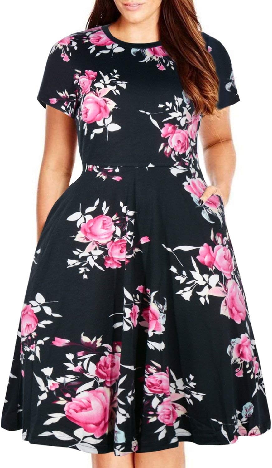 Casual fit and flare midi dress Outlet