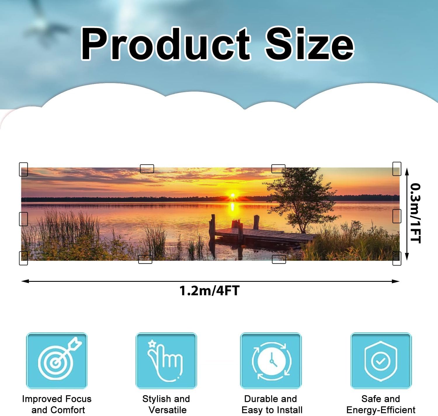 Fluorescent Light Covers for Ceiling Lights Purple Loosestrife Marl Lake Sunrise Easy to Install Magnetic Light Filter for Classroom Office Hospitals School Home Decor