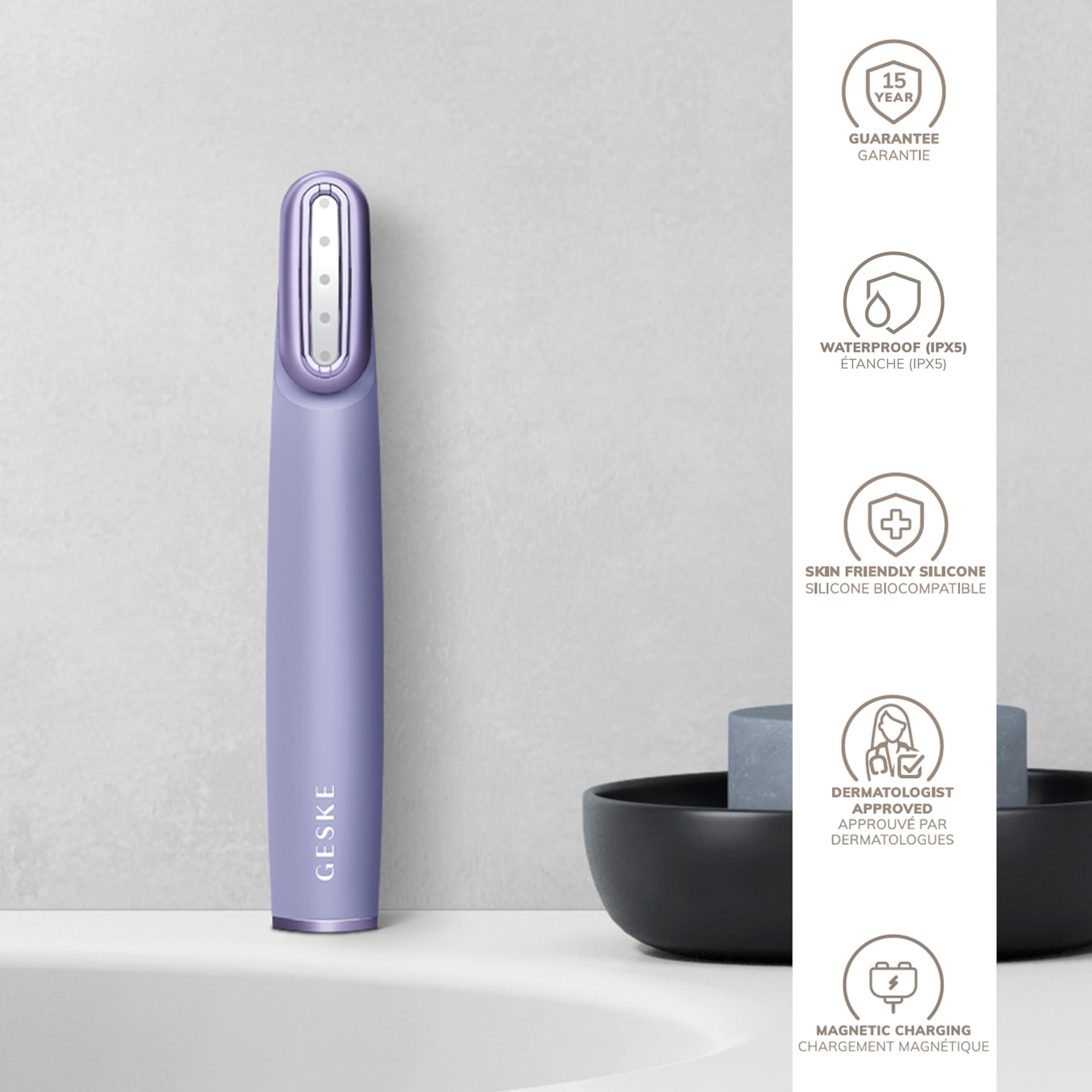 GESKE Skin Firming Wand | 7 in 1 | Anti-Aging | Mikrostrom Facelift | Reduziert Alterserscheinungen | Fortschrittlicher Facial Firmer | Red LED Light Technology | Flexibler Kopf