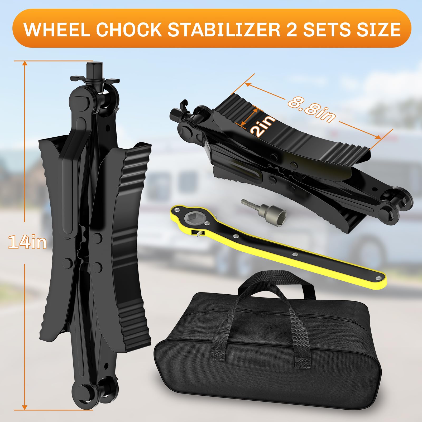 WELLUCK Camper Unterlegkeil Stabilisator 2 Sets für Wohnmobil, Reiseanhänger, strapazierfähig, X-förmig, Wohnmobil-Unterlegkeile, Anti-Moving Reifen, Radspalten, passend für 8,9 cm bis 30,5 cm